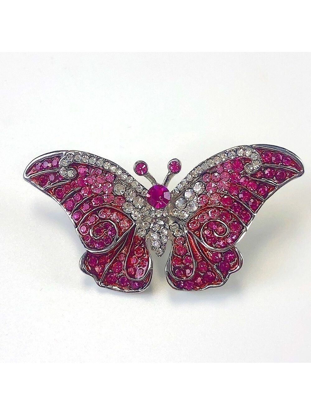 Pink crystal butterfly pin NEW